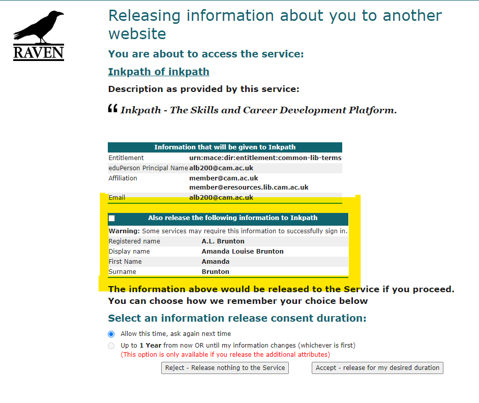 Screenshot of Raven data release page showing extra tick box needed